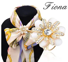 Luxury Camellia Gold Women Wedding Brooch Scarf Buckle,Rhinestone and Crystal Jewelry Accessories,Scarf Clip pins for women