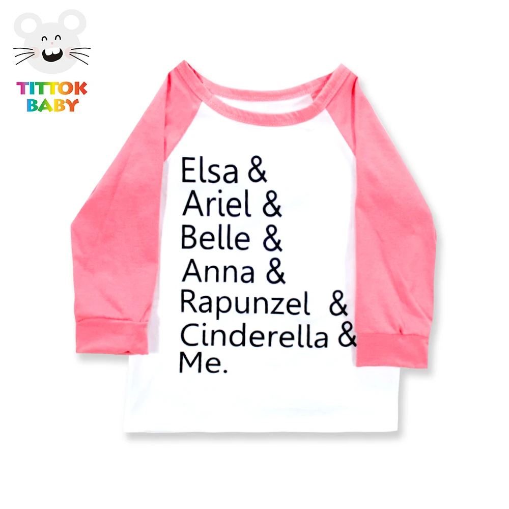 2017 Newborn Girls Names Letter Printed Pink White Girls Long Sleeve