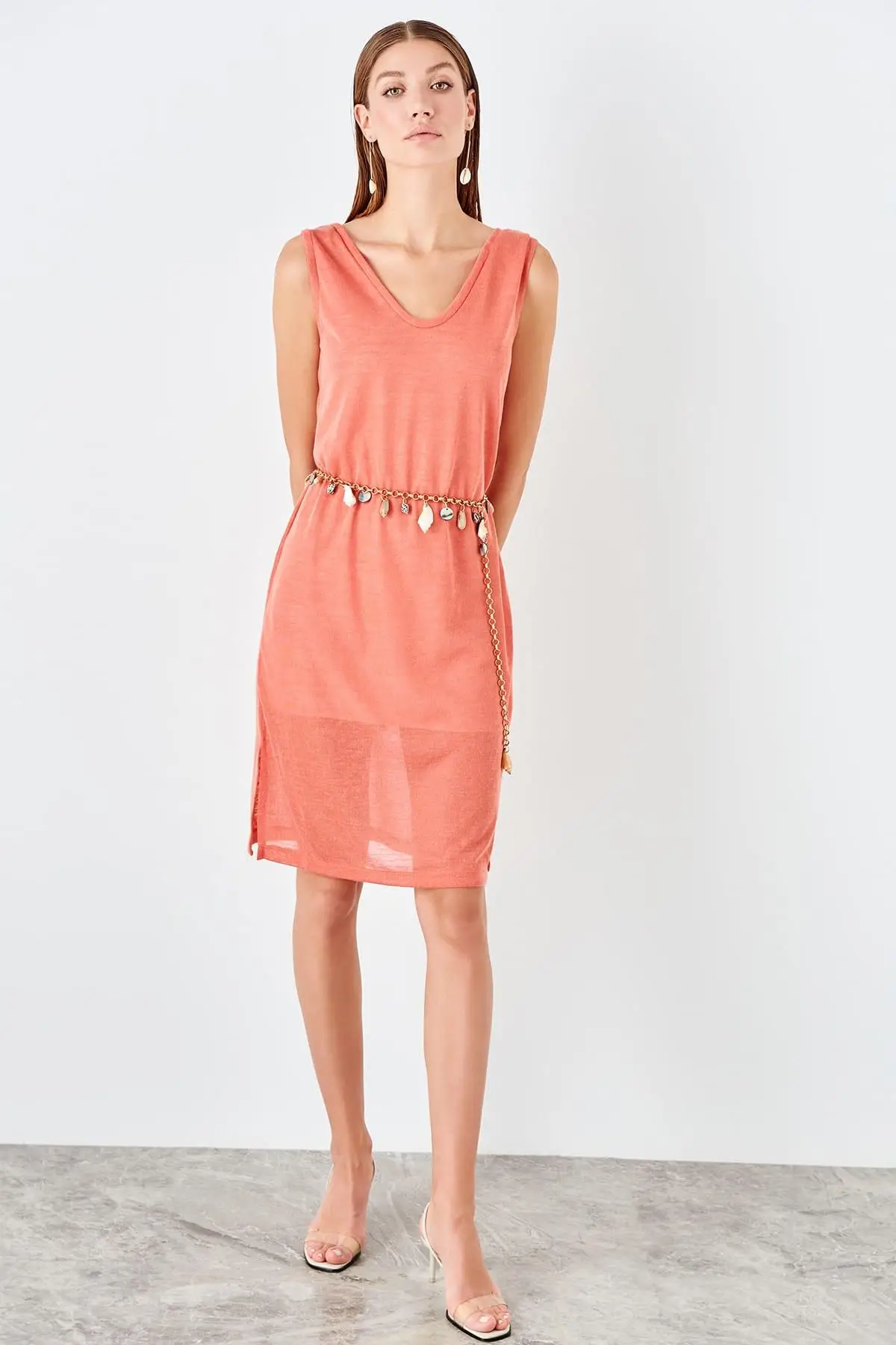 

Trendyol Salmon Askılı Knit Dress TWOSS19EL0402
