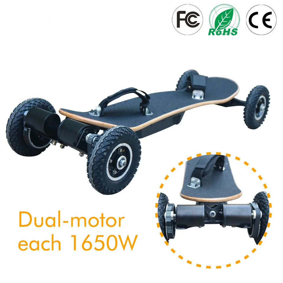 

4 Wheels Electric Skateboard Mountain Board Off Road Skateboard 36V Lithium Battery 2 Layers Bamboo And 8 Layers Maples 11000mAh