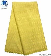 BEAUTIFICAL yellow lace fabric polyester lace fabric african lace fabrics latest quality 5yards/piece for man/woman ML45R02