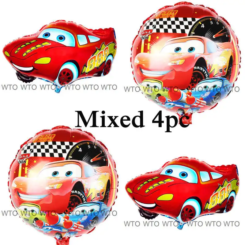 

4pcs mixed Cars foil balloons with 18inch car helium balloons for children birthday party decoration