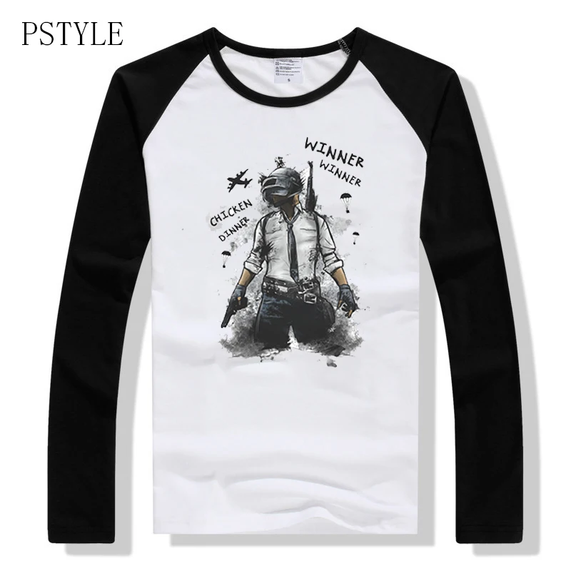 

Pubg Print T Shirt Men Long Sleeve Raglan Summer O-Neck Casual Tshirt Harajuku Funny Graphic T-shirt Design Male Tee Top Clothes