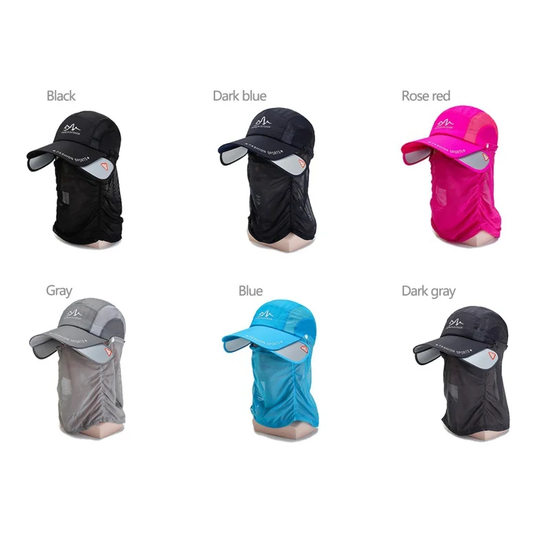 Солнцезащитная бейсбольная кепка для рыбалки, для спорта на открытом воздухе, для пешего туризма, козырек, Кепка с защитой от ультрафиолета, для лица, для шеи, со съемной маской для лица