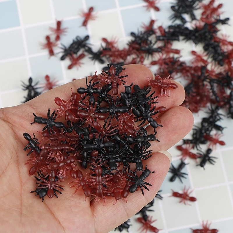50/100/200Pcs Halloween Stimulating Simulation Ants Plastic Realistic