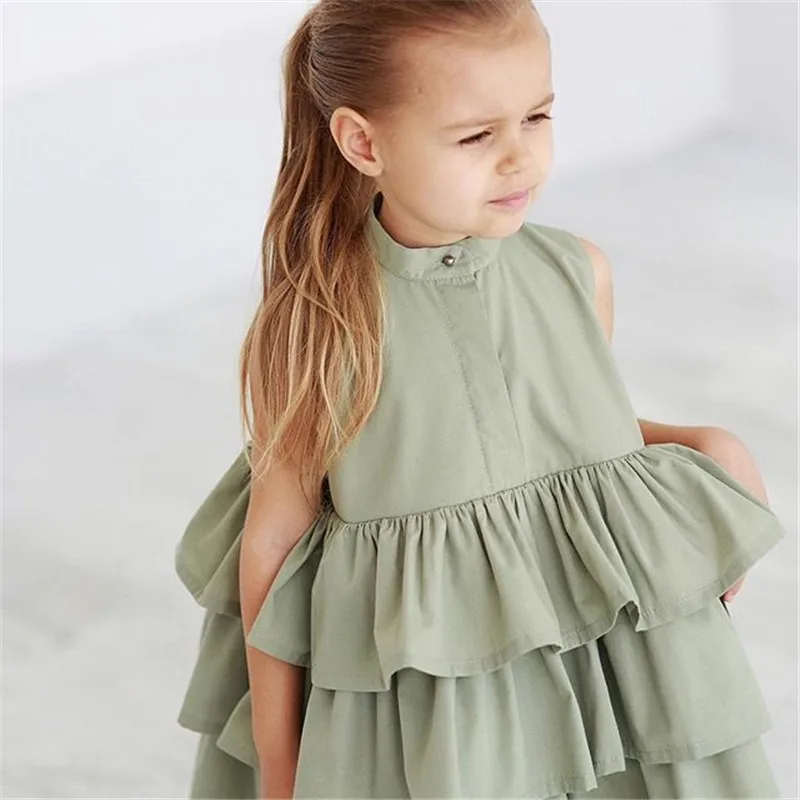 Нарядное Пышное Платье-пачка принцессы с рюшами для маленьких девочек черно-зеленое бальное платье, платья для маленьких девочек одежда для детей возрастом от 2 до 6 лет