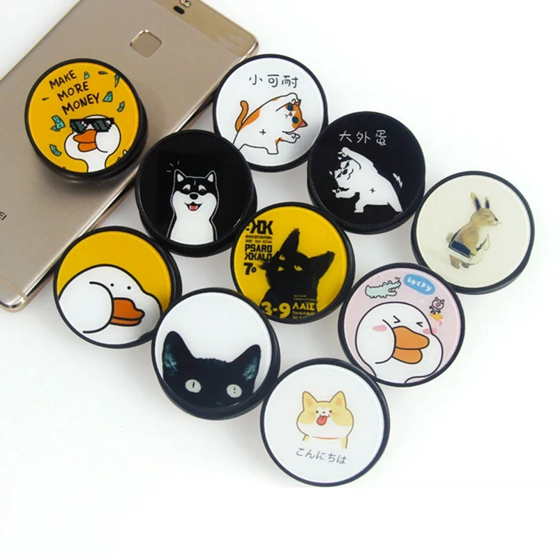 

Cute Cartoon Round Universal Mobile Phone Ring Holder Airbag Gasbag fold Stand Bracket Mount For iPhone XR Samsung Huawei Xiaomi