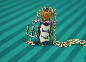 

12pcs/lot Haunted Mansion, Foolish Mortal Magical Necklace with a Candelabra Charm, Bottle Necklace