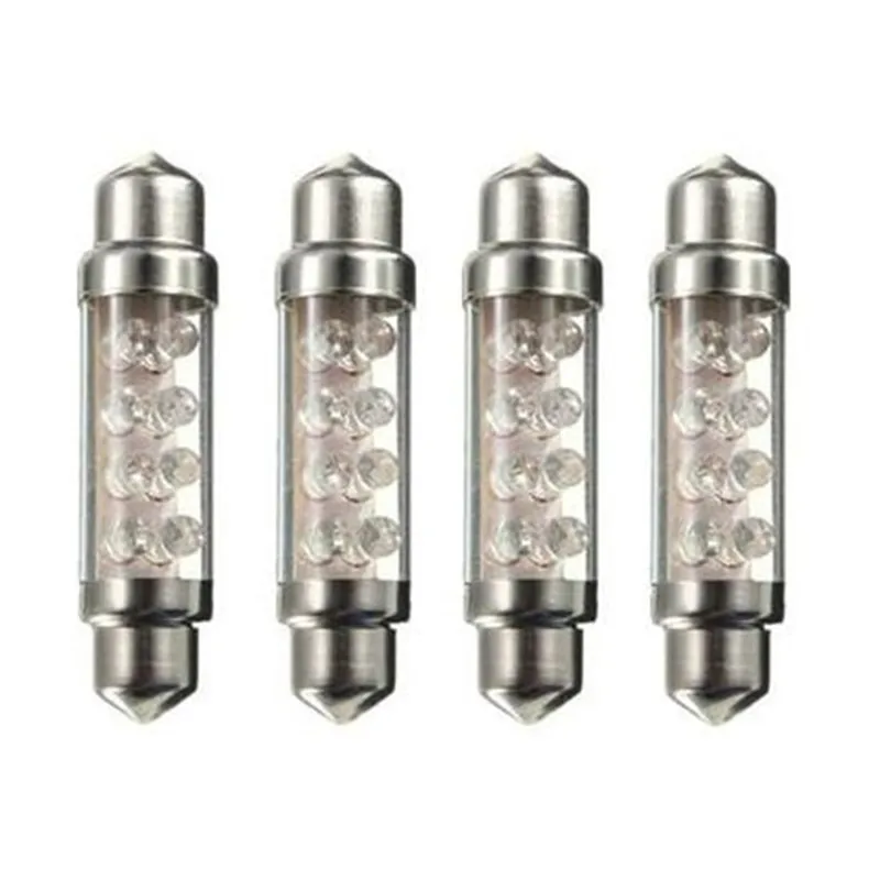 

4Pcs Car Interior Blue Low Consumption High Power Ultra Long Life Bright 39mm/42mm/41mm 8 SMD LED Bulb Lamp Light 12V DC#277807