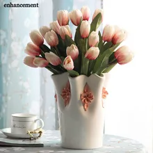 Ceramic Vase Elegant Luxury Tulip Table Furnishing Article Petal Shaped Vase TV Ark New Home Decoration