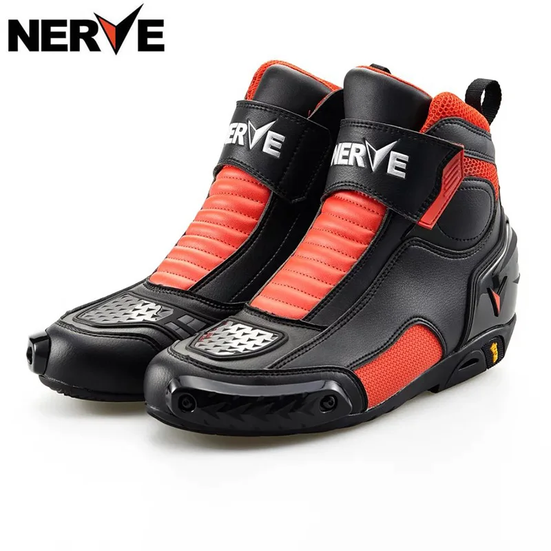 Обувь для езды на мотоцикле мужские ботинки для верховой езды ботинки для бездорожья Нескользящие водонепроницаемые осенне-зимние гоночные ботинки - Цвет: red NV005