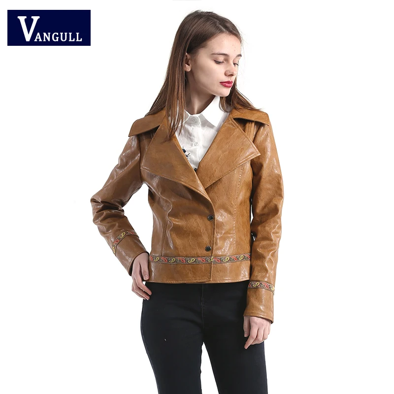 

2018 high quality new spring&autumn woman lady moto&biker style loose cool soft casual appliques fashion leather&suede jacket