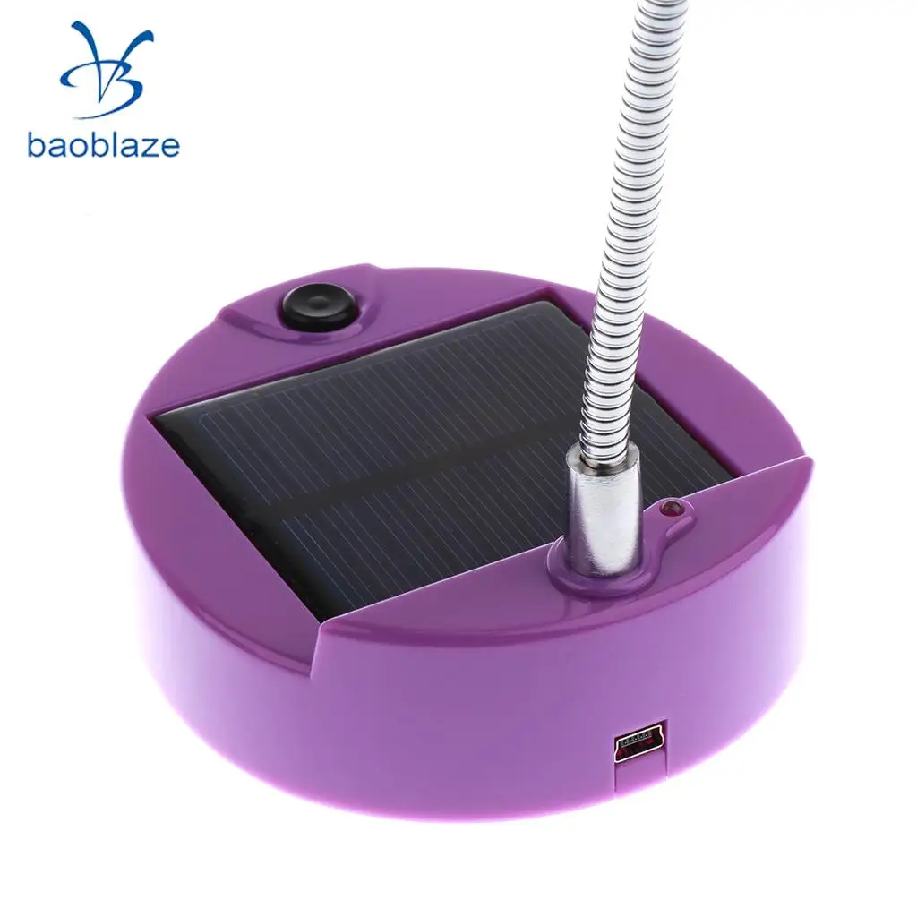 2 Pieces Flexible Gooseneck Style 8 LED Table Lamp Solar / USB Charger Purple