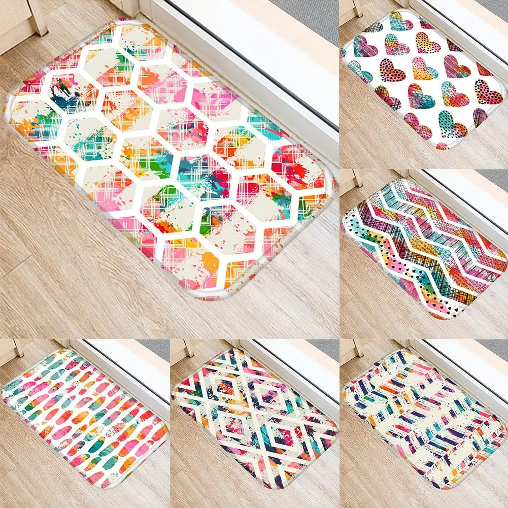 

40x60cm Color Print Floor Mat Entrance Doormat Floor Rug Anti-slip Door Mat Bathroom Kitchen Mat Kitchen Carpet Home Decor