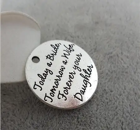 

Hoting selling 10 Pieces/Lot 25mm letter printed today a bride charm round disc message charm for jewelry making