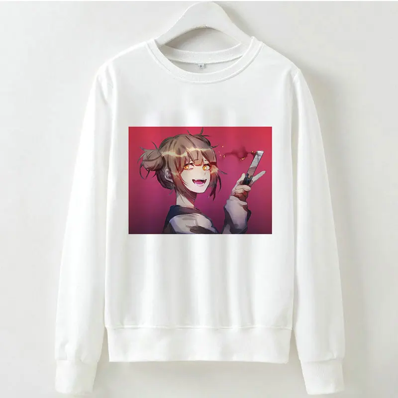  Hot Anime My Hero Academia Print Long Sleeve Shirts Himiko Toga Yandere Face Ahegao Otaku Sweatshir