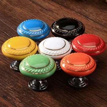 DRELD 1PC Cabinet Knobs Ceramic Furniture Handles Door Drawer Cupboard Wardrobe Kitchen Knob Pull Handle Furniture Hardware