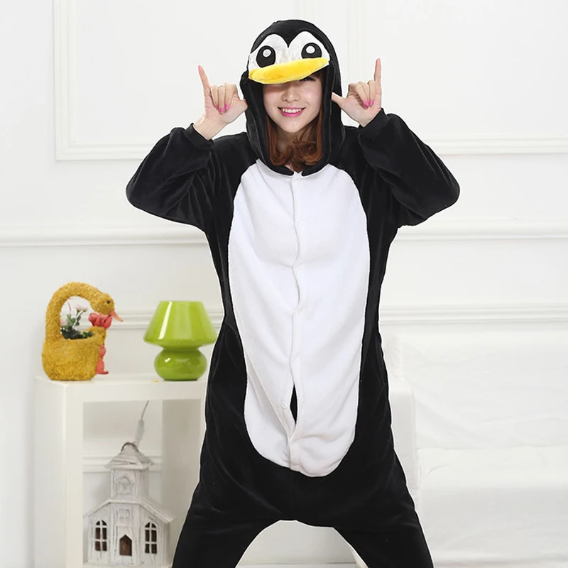 Cute-Flannel-Animal-Penguin-Kigurumi-Pajamas-Women-Onesies-For-Halloween-Cosplay-Siamese-Costume-Black-Soft-Overall(2)