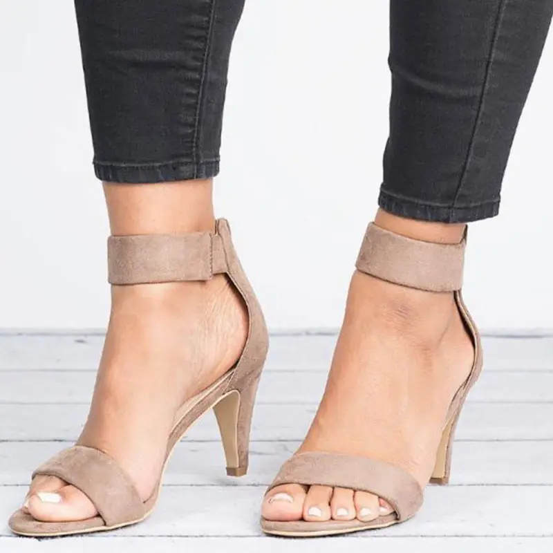 Women Sandals 2019 Fashion Summer Shoes Women Peep Toe Thin Heels Sandals Plus Size 43 Casual Zapatos Mujer 5cm Women Heels