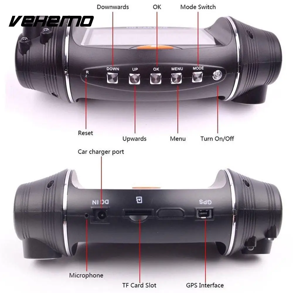 

Car DVR Dash Cam Driving Recorder GPS Automobile 2.7inch 1080P Camcorder Wide Angle Video Recorder