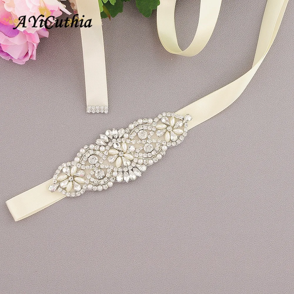 

AYiCuthia Wedding Belt Silver Diamond Bridal Belt For Wedding Gown Rhinestones Bridal Belt Wedding Decoration Y14