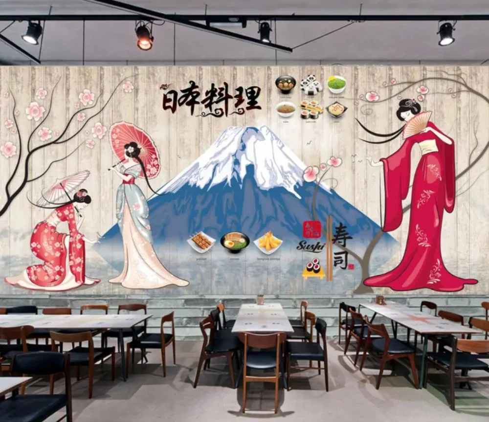 Beibehang пользовательские моды декоративная живопись Японская еда суши Ресторан питание оснастки задний план обои папье peint