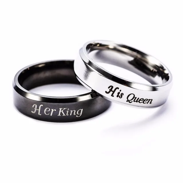 Stainless Steel Lover Rings Her King And His Queen Silver Stainless Steel Lover Rings Her King And His Queen Silver Black Wedding Engagement