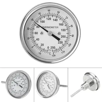Home Brewing Thermometer Stainless Steel Celsius Fahrenheit Water Distilling Temperature Gauge Bimetal 1/2'' NPT (2'' Stem) 3