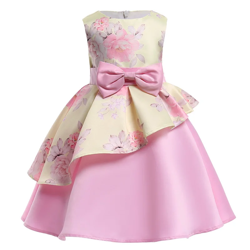 Летние детские праздничные платья для девочек, платье принцессы, детский Карнавальный костюм для девочек, пасхальное свадебное платье с цветочным рисунком для девочек - Цвет: Beige
