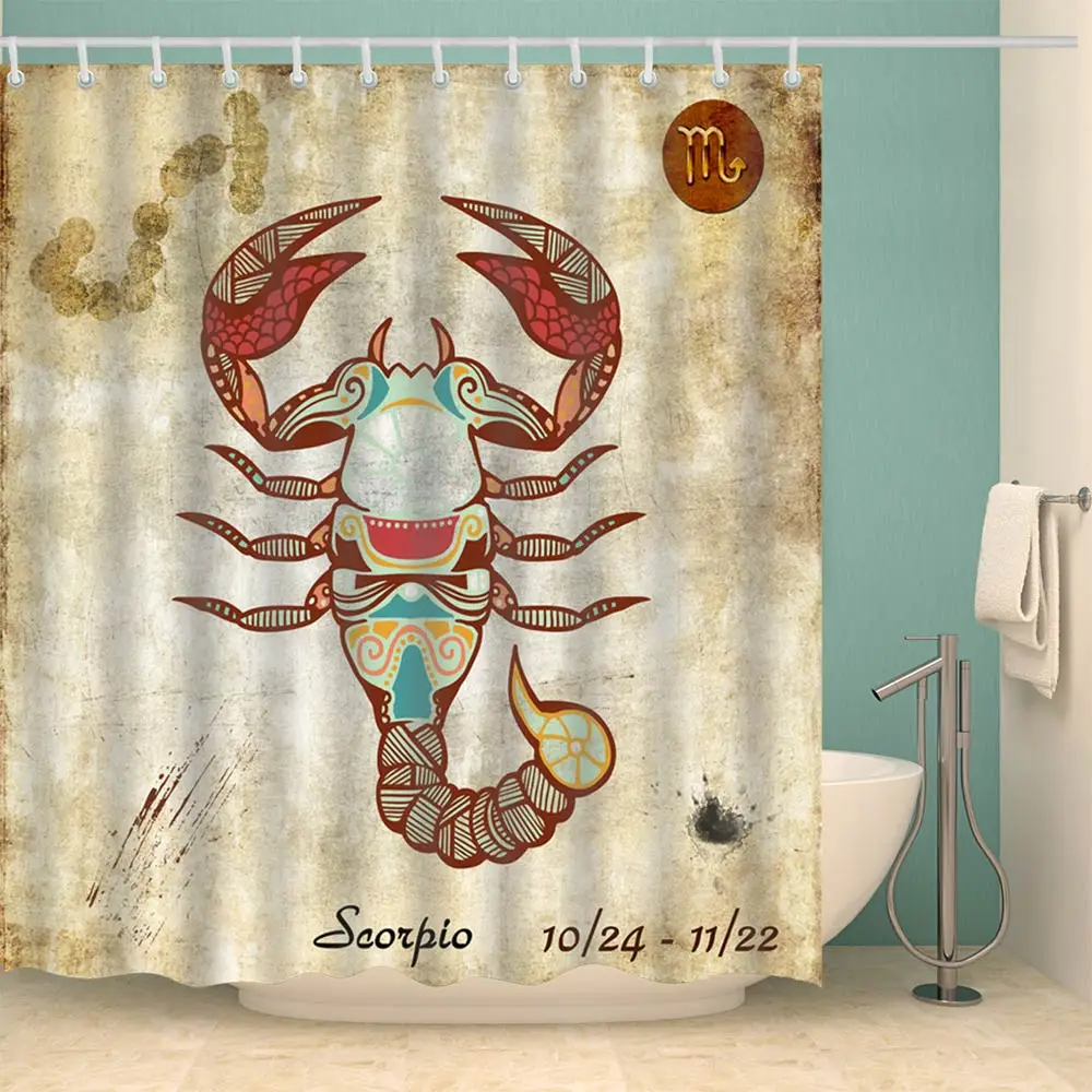 

Svetanya Waterproof Shower Curtain Scorpio Print (include 12 pcs Hooks) 180*180cm