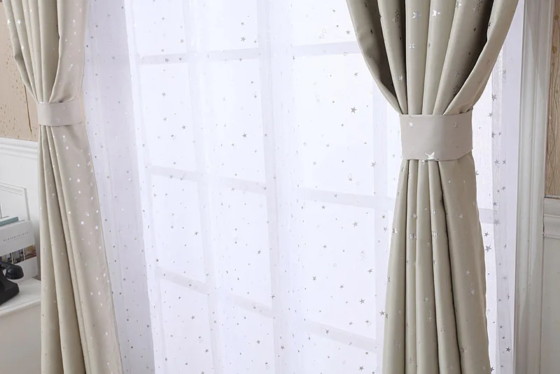 Затемненный Комплект штор Cortina со звездами, деревенский отвесный тюль, плотная ткань для балкона, гостиной, офиса, занавески, типы, WP123-30