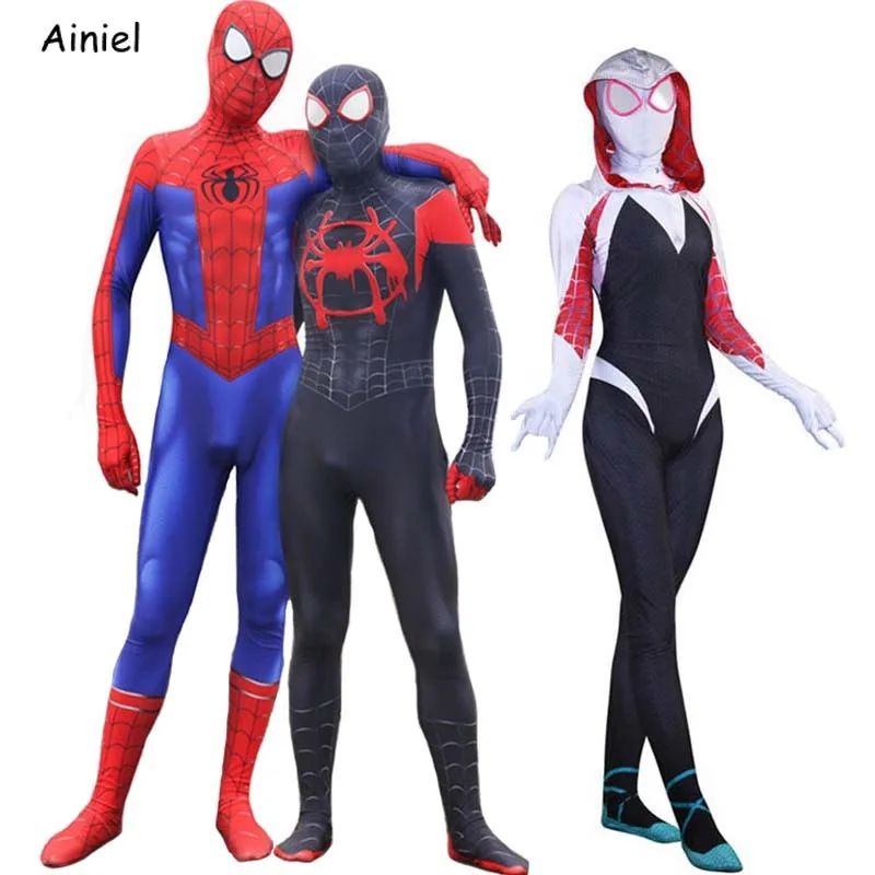 Into the Miles Morales Costume Cosplay Zentai Suit Spider-Verse Kids Spider-Man