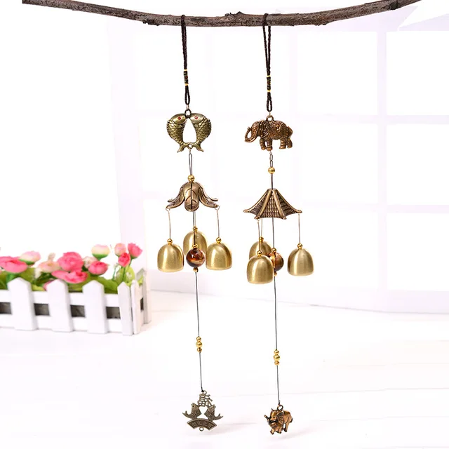 Antique Wind Chime Copper Yard Garden Outdoor Living Decoration Metal Wind Chimes Outdoor Chinese Oriental Lucky Metal Wind Bell 2