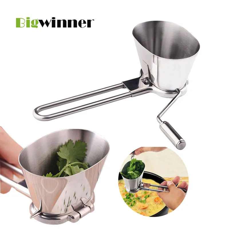 Bigwinner 1Pcs Stainless Steel Parsley Shredder Manual Herb Grinder