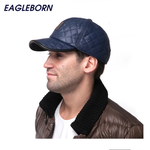 NEW Fashion 6 Panel Fitted Baseball Cap Men's Winter Hats with Ears