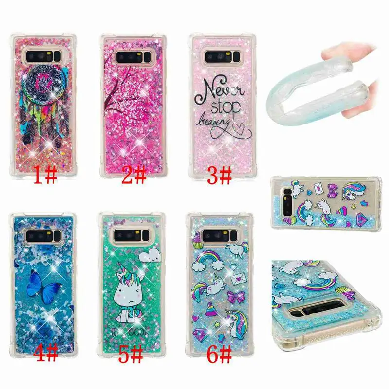 

CAPF Phone Case For Samsung Galaxy Note 8 Note 9 Glitter Shine Quicksand Shockproof Flowing Liquid Back Cover Soft TPU