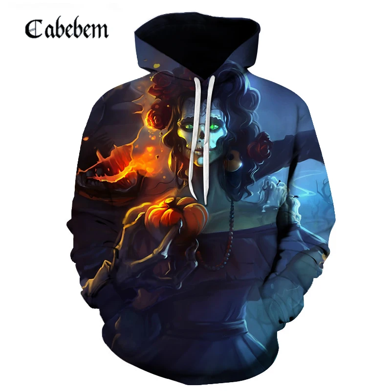 

2019 new fall men's 3D skeleton hoodie pullover digital hd print sportswear men/women fashion casual long-sleeve sportswear