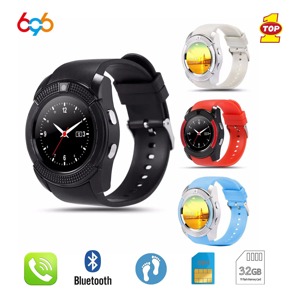 

696 Smart V8 Watch Bluetooth Life Waterproof Smartwatch Touch Screen Wrist Watch with Camera/SIM Card Slot MTK6261D Watch