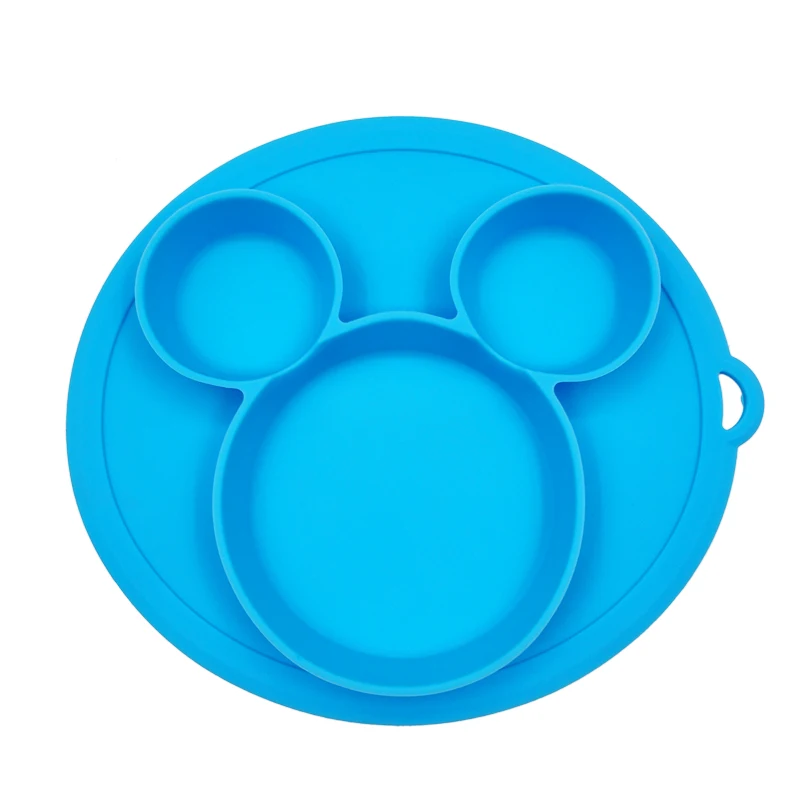 Детская безопасная силиконовая обеденная тарелка без бисфенола, цельная детская посуда на присоске, Детская тренировочная посуда, милые Мультяшные Детские миски для кормления