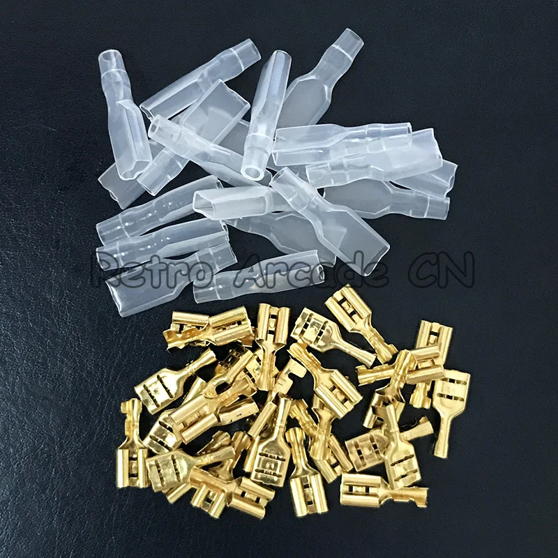 

100pcs 2.8mm 4.8mm 6.3mm Copper Crimp Terminal Splice Female Spade Connector for Arcade Push button Micro switch Cable