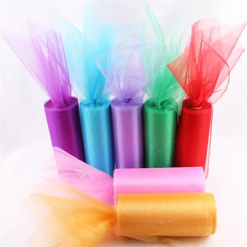 

HAOCHU 45m/roll 8'' 20cm Wedding Organza Tulle Roll for Baby Shower Party Birthday Kid DIY Tutu Skirt Dress Table Cover Banquet