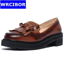 PLUS Size 34-41 Vintage Flat Oxford Shoes Woman Flats 2017 Fashion tassel British style Brogue Oxfords women shoes moccasins