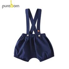 Pureborn ремень для малышей, штаны для маленьких мальчиков и девочек, одноцветные подтяжки, летние шорты, комбинезоны, детская одежда