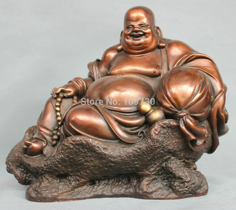 

bir 002896 13'' China Pure Bronze Big Fat Laughing Buddha Maitreya Statue