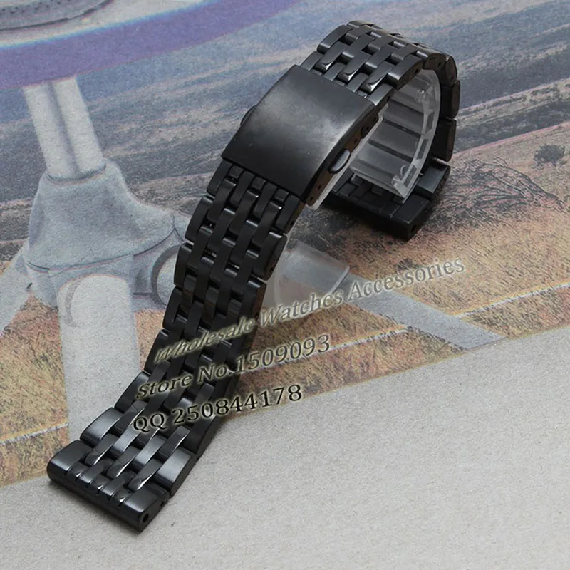 

Watch Bracelet Watchband 24mm 28mm 30mm Black Stainless Steel Watch Band New High Quality Watch Straps 7 beads Free shipping