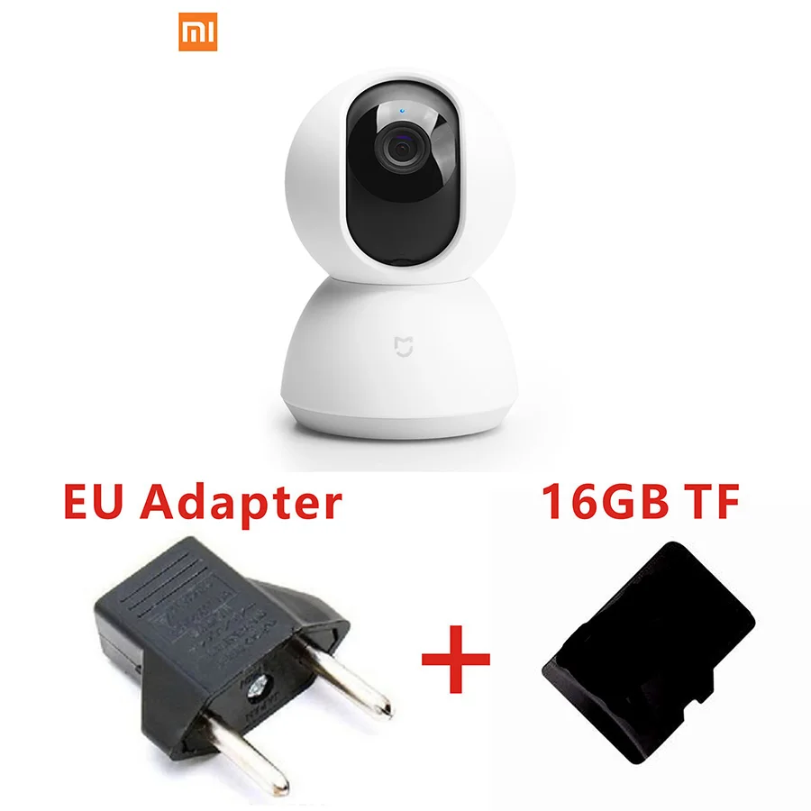 Оригинальная Xiaomi mi jia умная домашняя камера безопасности 1080P HD 360 градусов камера ночного видения IP камера Wi-Fi для управления приложением mi Home - Цвет: camera 16GB EU