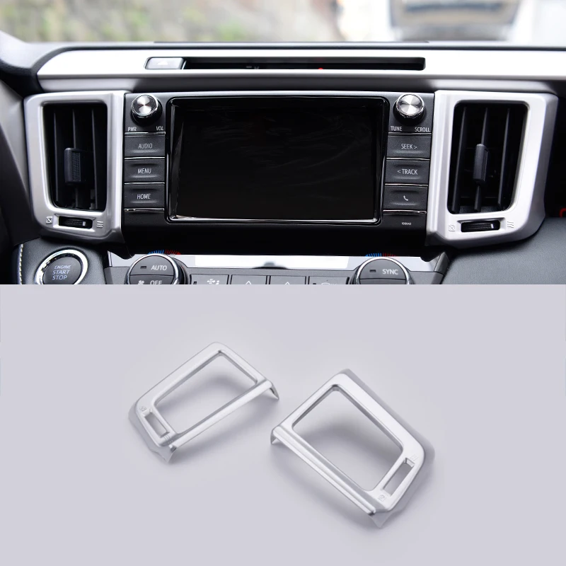 

For Toyota RAV4 2016 2017 Navigation Side Air Condition Outlet Cover Centre Control Panel Trim ABS Chrome Sticker Car Accessory