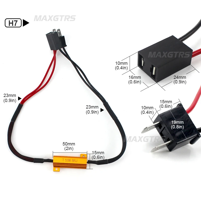 2x H1 H3 H4 H7 H8 H11 9005 9006 9007 H13 H16 50 Вт Автомобильный светодиодный поворот Син нагрузочный резистор Canbus Error Free проводки декодер компенсатора