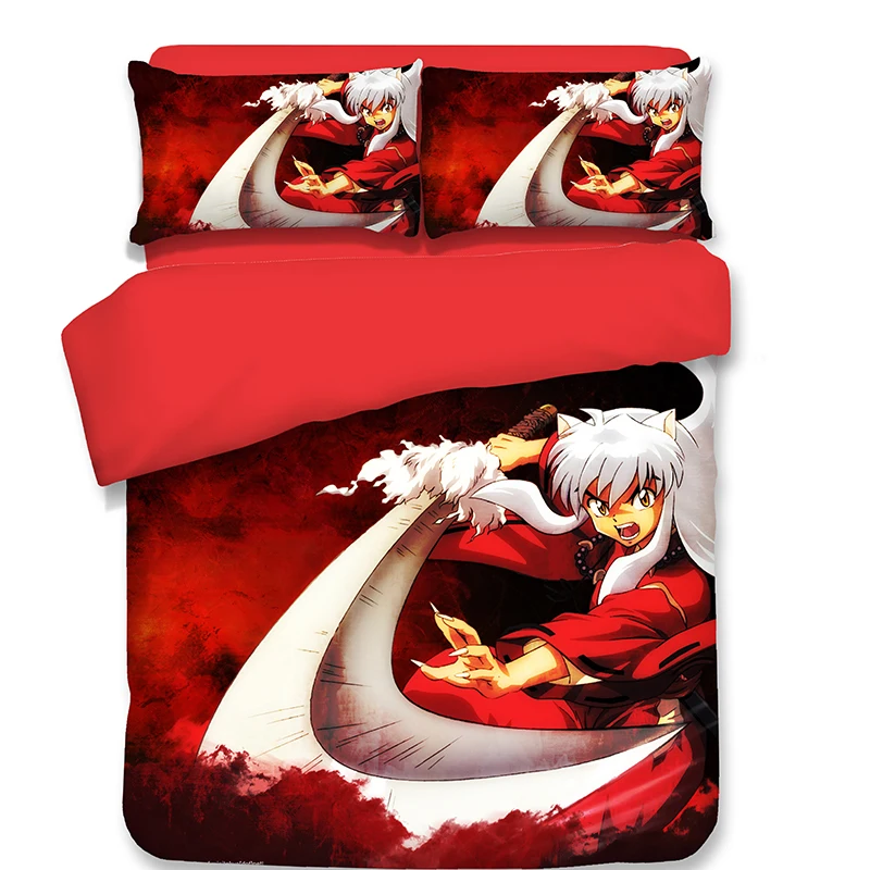 Inuyasha Cartoon Bedding set Duvet//Quilt Cover Pillowcase Bedroom Boy Girl anime