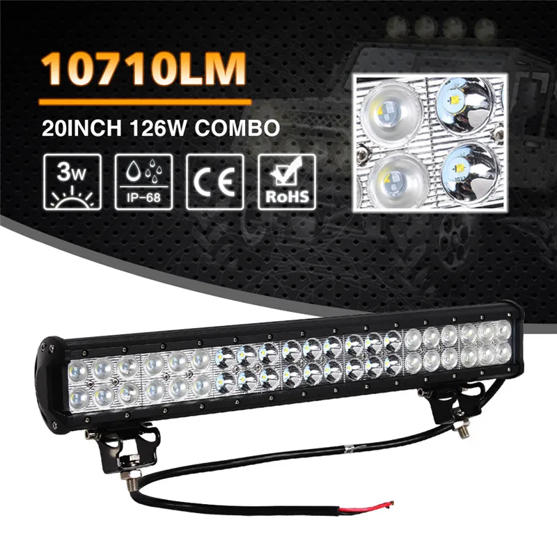 

1pc 20inch 126W LED Car Work Light Bar Combo Flood Spot Beam Daytime Running Light DRL for Jeep Offroad SUV